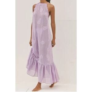 Anthropologie The Malika Crochet Dress In Purple Size S low scoop back